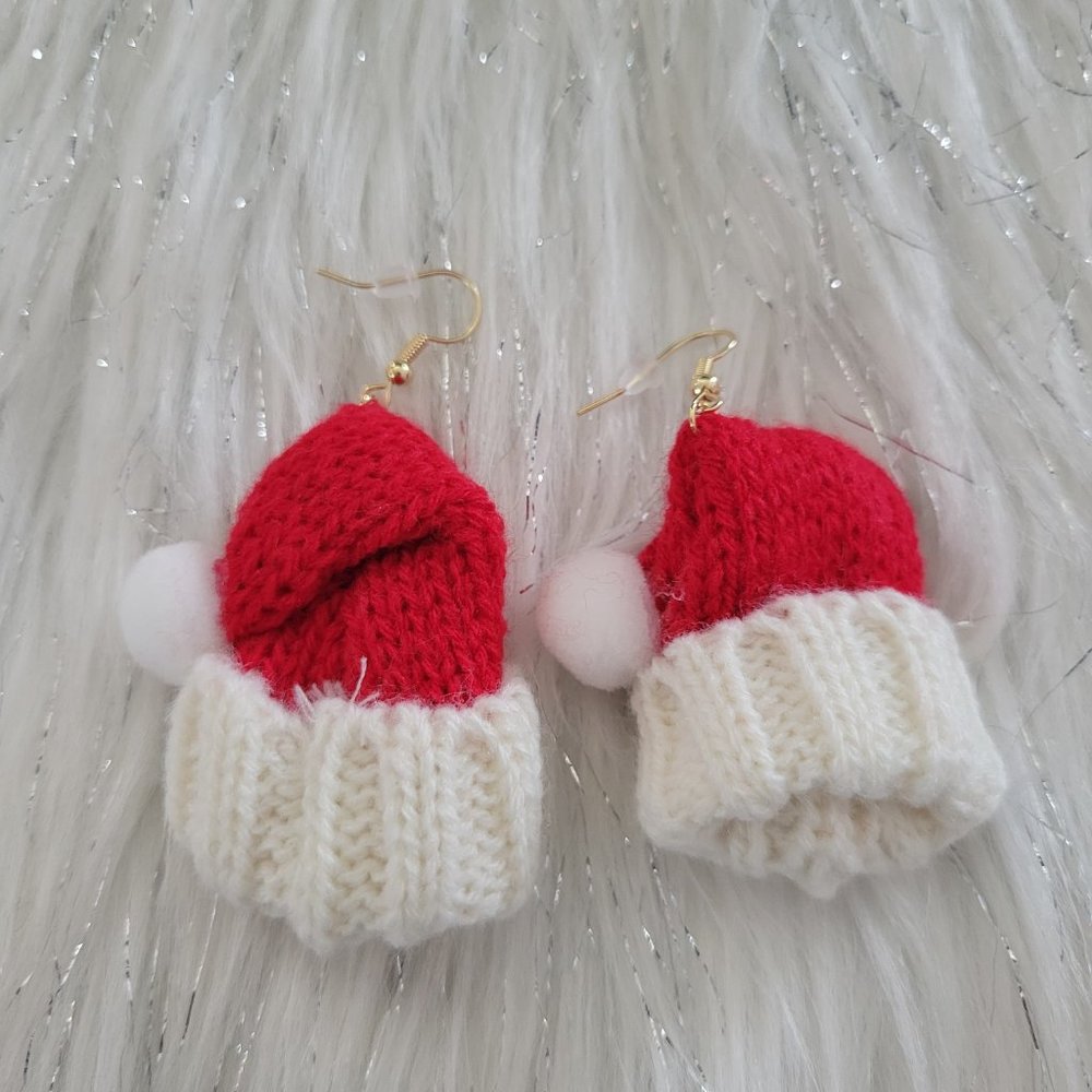 Knitted Santa Hat Fashion Earrings